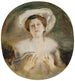Retrato de una dama con sombrero blanco - Franz von Lenbach — vista de la obra
