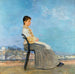 Portrait of a Roman woman on a flat roof in Rome - Max Klinger — displayed in an interior