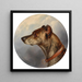 Portrait of a round dog painting - Carl Reichert — framed artwork on a wall