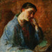 Retrato de la esposa del artista Esther Paulsen - Julius Paulsen — presentado en un interior