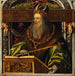 retrato idealizado del emperador Justiniano - Círculo de Ambrosius Holbein — presentado en un interior