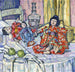 de muñecas japonesas con manzanas - Eugenie Bandell — vista de la obra