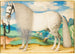 Gray Stallion with Piebald Markings Attached in a Landscape - Prague School — artwork view