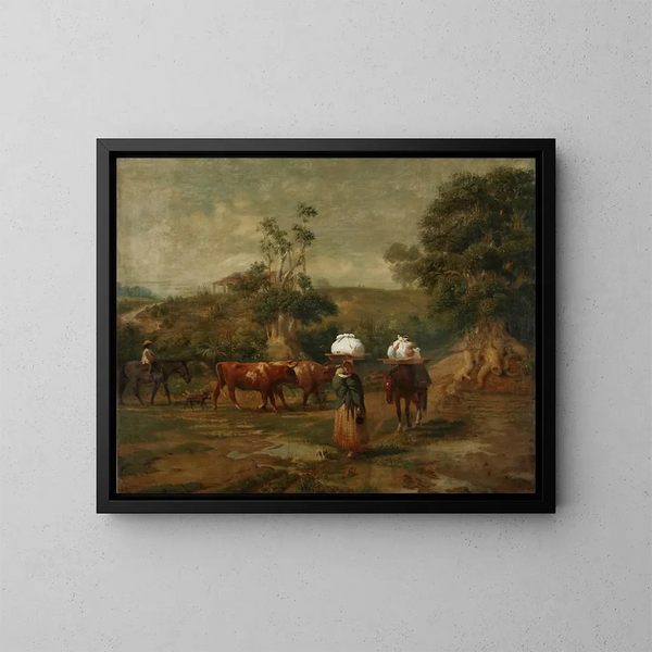 Washers at the bottom of Belgrano - Prilidiano Pueyrredón — framed artwork on a wall