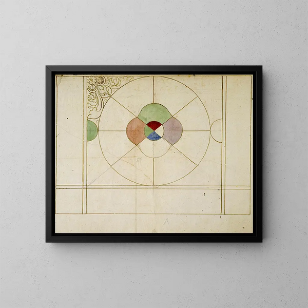 Proyecto de panel de vitral decorativo abstracto - Prosper Lafaye — cuadro enmarcado en la pared
