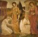 Psicé en los santuarios de Juno y Ceres - Sir Edward Coley Burne-Jones — presentado en un interior