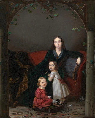 Pyotr ZakharovChechenets - Portrait of Anna Grigorievna Ermolova 18071852 ne Obolonskaya with Her Children.webp
