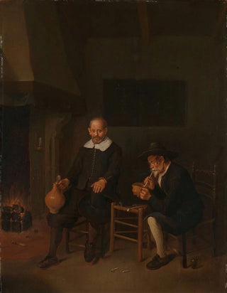Quirijn Van Brekelenkam - Interior with Two Men by the Fireside.webp