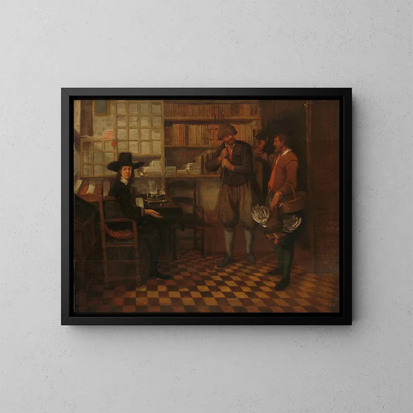 Los agricultores arrendatarios - Quirijn van Brekelenkam — cuadro enmarcado en la pared