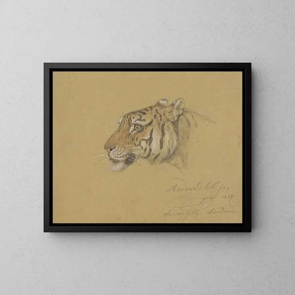Cabeza de tigre - Raden Saleh — cuadro enmarcado en la pared