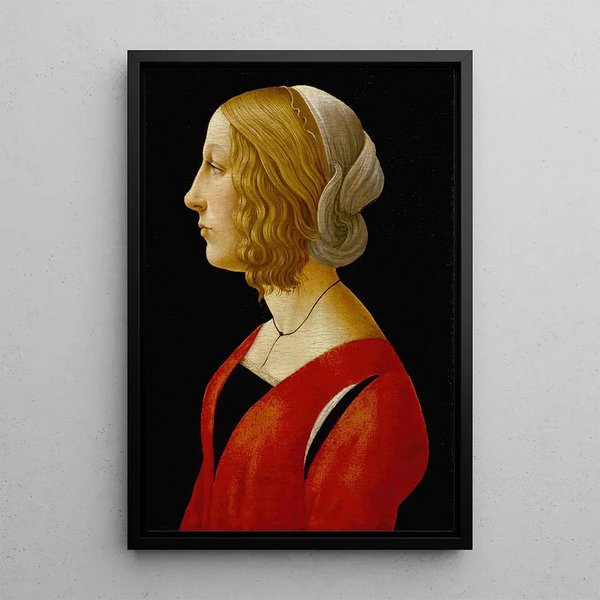 Retrato de una joven mujer - Raffaellino del Garbo — cuadro enmarcado en la pared