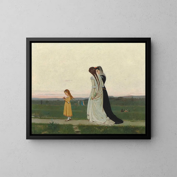 La promenade del atardecer, alrededores de Florencia - Raffaello Sorbi — cuadro enmarcado en la pared