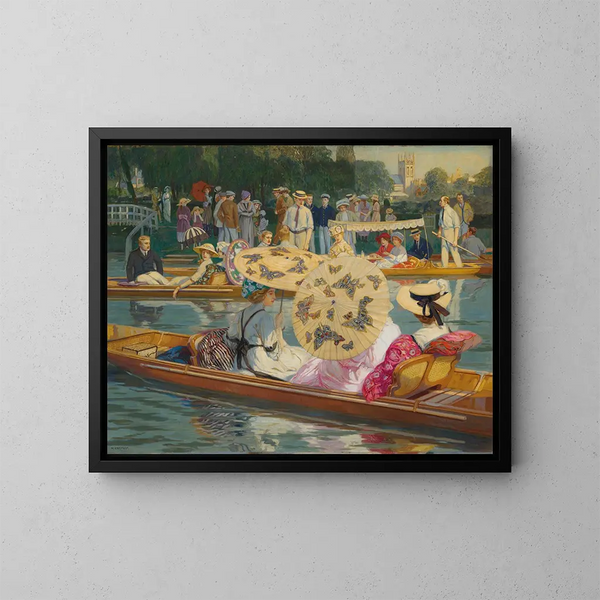 Pesca en el Támesis - Raimund Germela — cuadro enmarcado en la pared