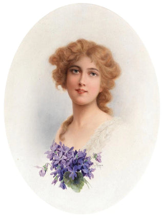 Raimund Ritter von Wichera - Damenportrait mit Veilchen.webp