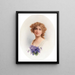 Retrato de una dama con violetas - Raimund Ritter von Wichera — cuadro enmarcado en la pared