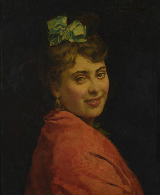Raimundo de Madrazo y Garreta - A portait of a lady with a red shawl.webp