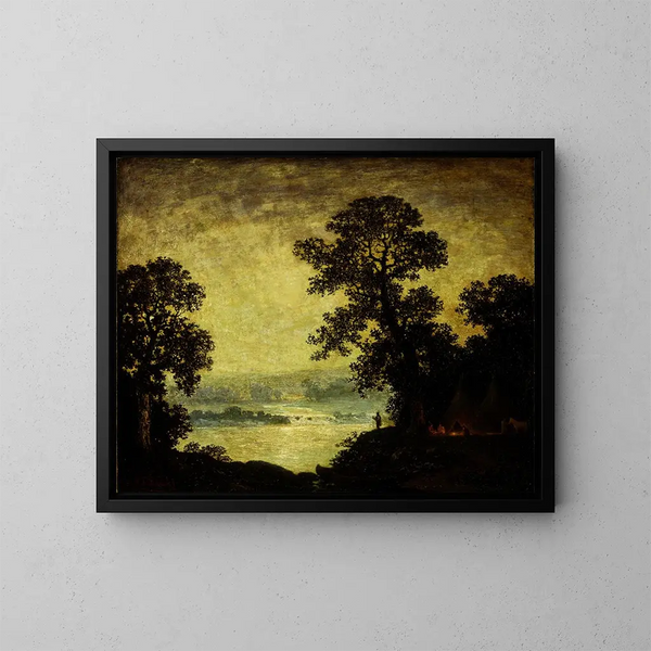 Campement indien au clair de lune - Ralph Albert Blakelock — framed artwork on a wall
