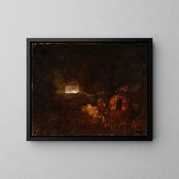 Les Constructeurs de pirogues - Ralph Albert Blakelock — framed artwork on a wall