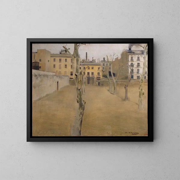 la Cour de l'ancienne prison de Barcelone, cour des agneaux - Ramon Casas — cuadro enmarcado en la pared