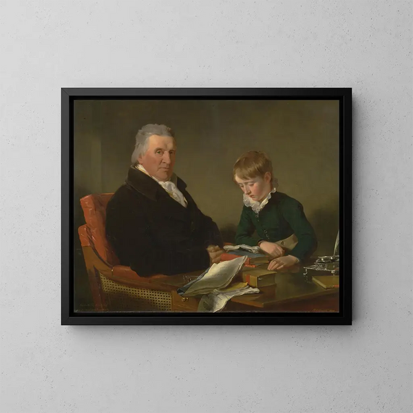 Francis Noel Clarke Mundy y su nieto William Mundy - Ramsay Richard Reinagle — cuadro enmarcado en la pared