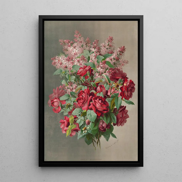 Nuances of violet and rare rednesses - Raoul M. de Longpré — framed artwork on a wall