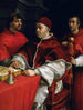 Retrato del papa León X con los cardenales Giulio de Médicis y Luigi de Rossi - Rafael — vista de la obra