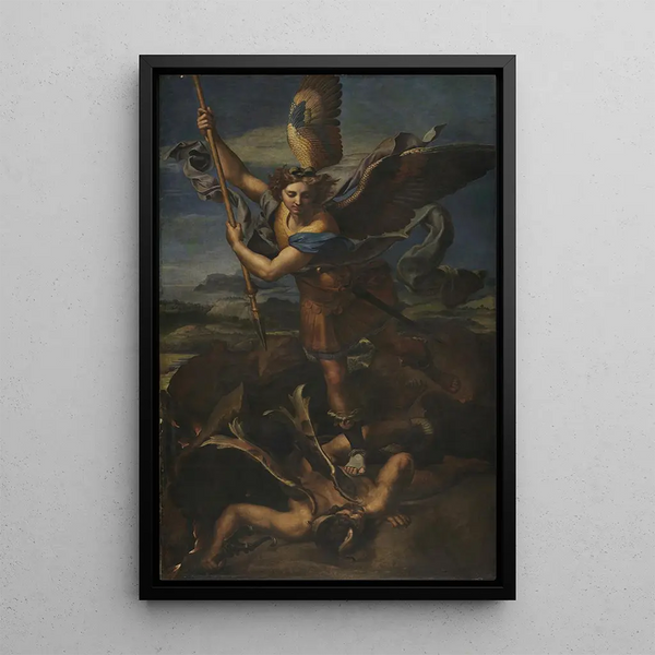 San Miguel arrollando a Satanás - Rafael — cuadro enmarcado en la pared