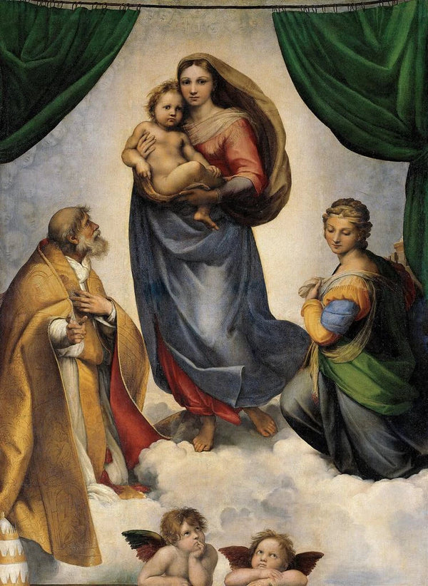 La Madona Sixtina - Rafael — cuadro enmarcado en la pared