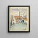 Cottage and calf — Raymond McIntyre — framed watercolour on a wall