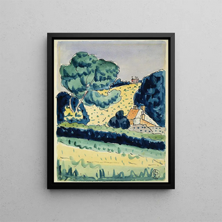 Raymond McIntyre - Hillside with cottages.webp