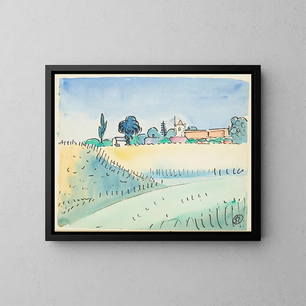 Paisaje con iglesia - Raymond McIntyre — cuadro enmarcado en la pared