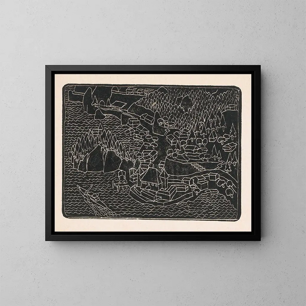Vista de pueblo junto al mar - Reijer Stolk — cuadro enmarcado en la pared