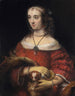 Retrato de una dama con un perro de bolsillo - Rembrandt van Rijn — vista de la obra