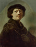 Autorretrato con gorra negra - Rembrandt van Rijn — vista de la obra