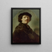 Autorretrato con gorra negra - Rembrandt van Rijn — cuadro enmarcado en la pared