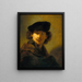 Autorretrato con boina de terciopelo - Rembrandt van Rijn — cuadro enmarcado en la pared