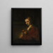 Mujer con una rosa - Rembrandt van Rijn — cuadro enmarcado en la pared