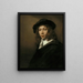 Young man with a black beret - Rembrandt van Rijn — framed artwork on a wall