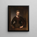 Young woman at a half-open door - Rembrandt van Rijn — framed artwork on a wall