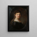 Joven mujer con disfraz fantástico - Rembrandt van Rijn — cuadro enmarcado en la pared