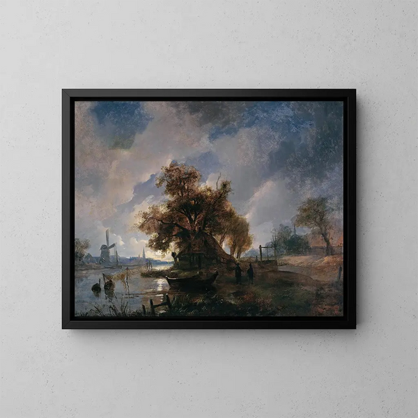 Paisaje fluvial holandés - Remigius Adrianus van Haanen — cuadro enmarcado en la pared