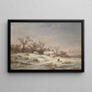 Remigius Adrianus van Haanen - Winter landscape with decorative figures.webp