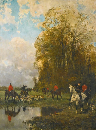 Ren Princeteau - Veneurs Rameutant Leurs Chiens.webp