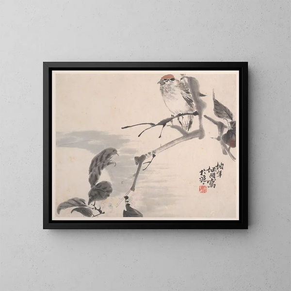 Animales, flores y pájaros, Pl1 - Ren Yi — cuadro enmarcado en la pared