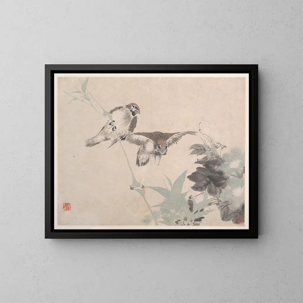Animales, flores y pájaros Pl6 - Ren Yi — cuadro enmarcado en la pared