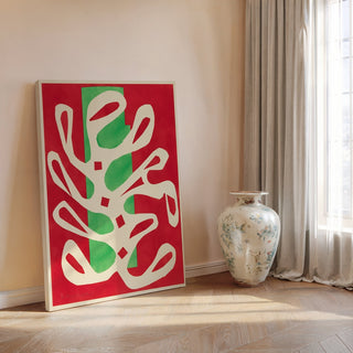 Reproduction Algue Blanche sur Fond Rouge et Vert - Henri Matisse