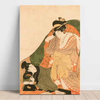Reproduction Amants sous un futon ; image d'ouverture d'un ensemble érotique - Kitagawa Utamaro