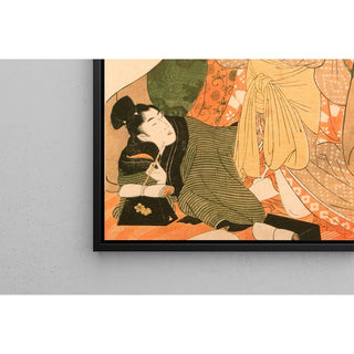 Reproduction Amants sous un futon ; image d'ouverture d'un ensemble érotique - Kitagawa Utamaro