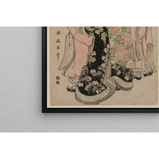 Reproduction La courtisane Hinazuru de Chojiya avec ses suivantes Tsuruji et Tsuruno - Kitagawa Utamaro