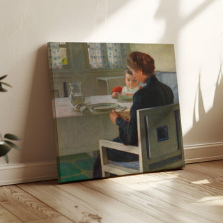 Reproduction Mère et enfant à table Au petit-déjeuner - Carl Moll